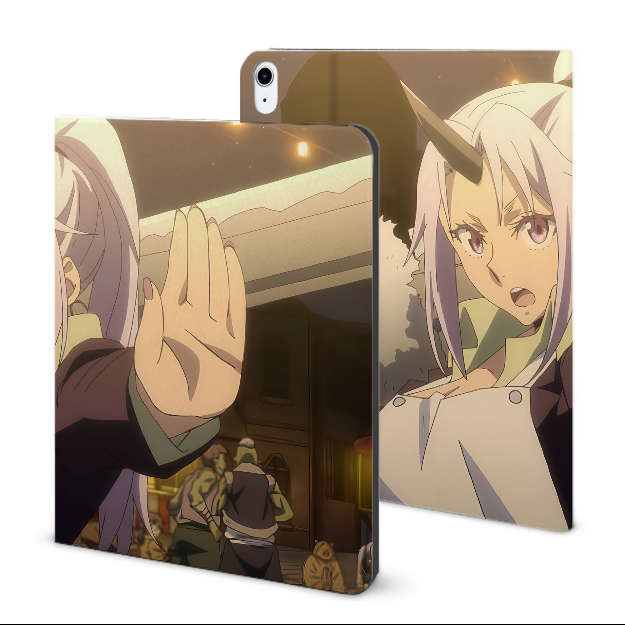 （画像用） 転スラ Regarding Reincarnated to Slime IPad ケース ブック型 PUレザー TPU 耐衝撃 軽量 薄型 ペン収納なし 全面保護 IPad 各モデル対応